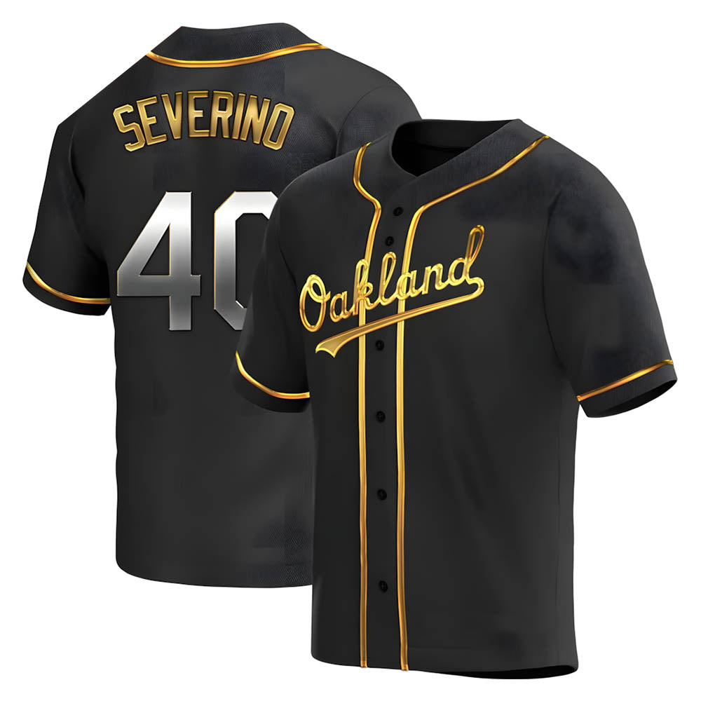 Ndoa Athletics #40 Luis Severino player Gold Replica Black en Alternate Stitched Jersey