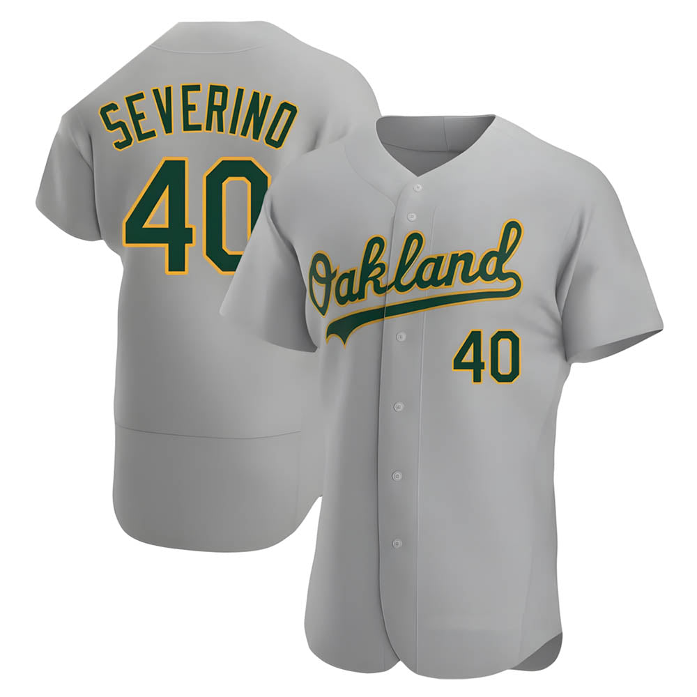 Ndoa Athletics #40 Luis Severino player Gray Authentic Road Stitched Jersey