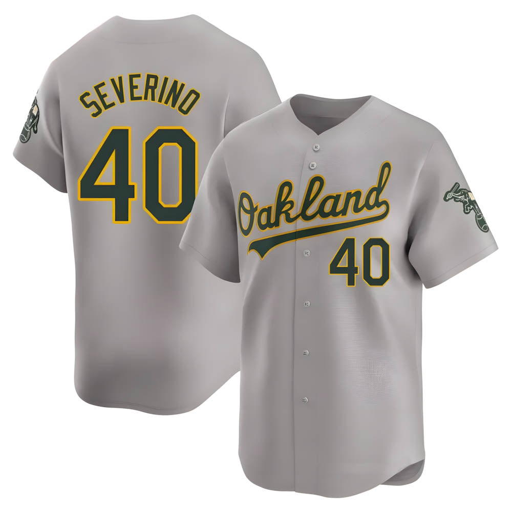 Ndoa Athletics #40 Luis Severino player Gray Limited Away Stitched Jersey