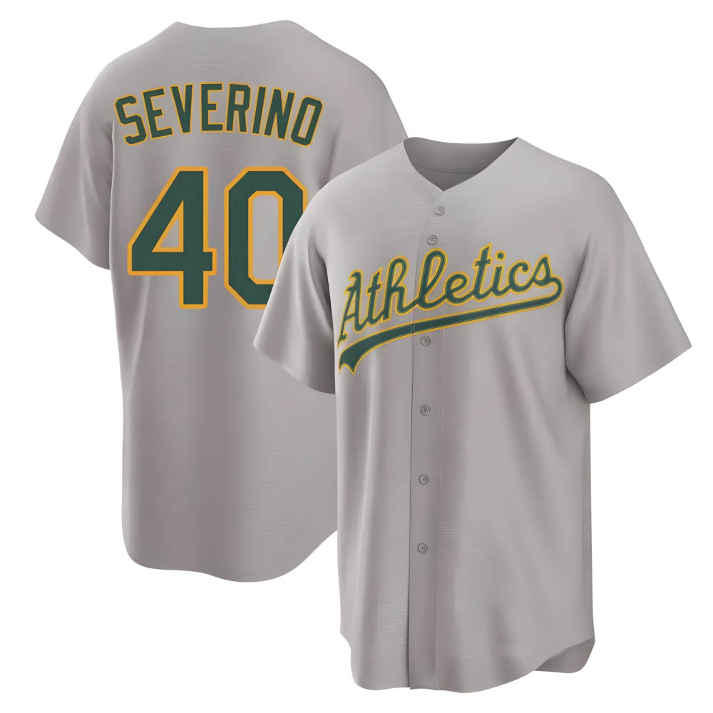Ndoa Athletics #40 Luis Severino player Gray Replica Away Stitched Jersey