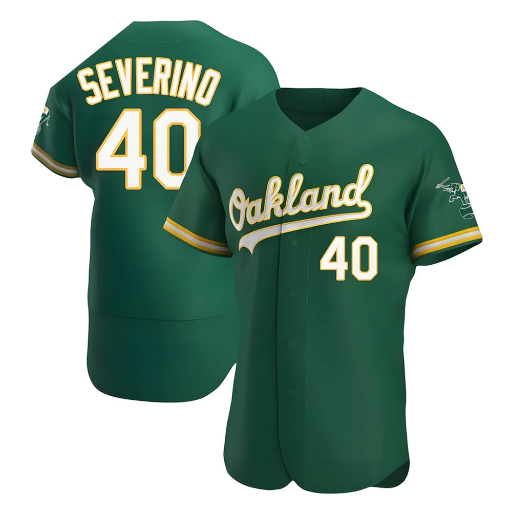 Ndoa Athletics #40 Luis Severino player Green Authentic Kelly Alternate Stitched Jersey