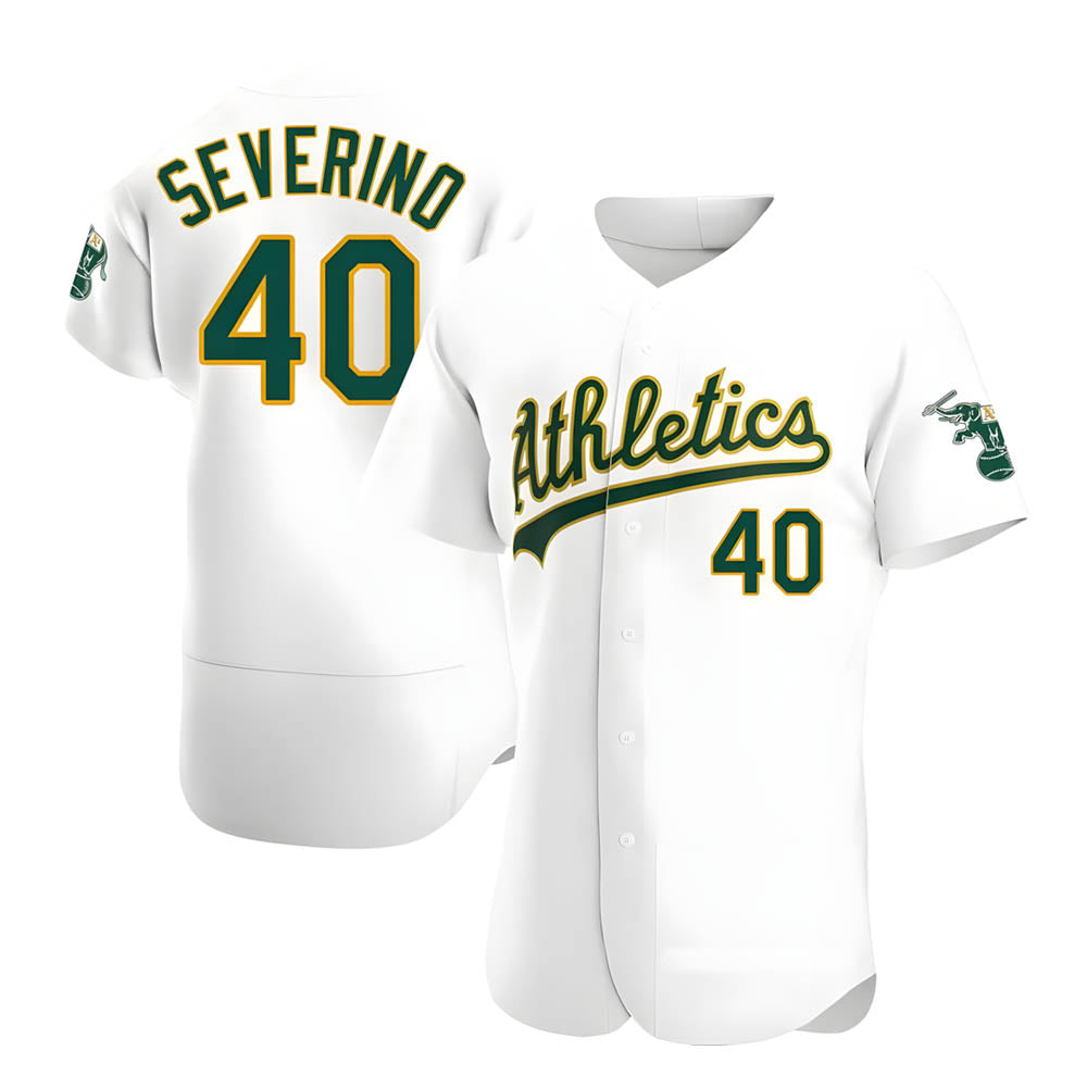 Ndoa Athletics #40 Luis Severino player White Authentic Home Stitched Jersey