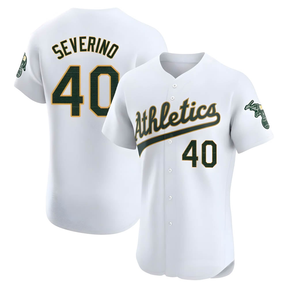 Ndoa Athletics #40 Luis Severino player White Elite Home Stitched Jersey