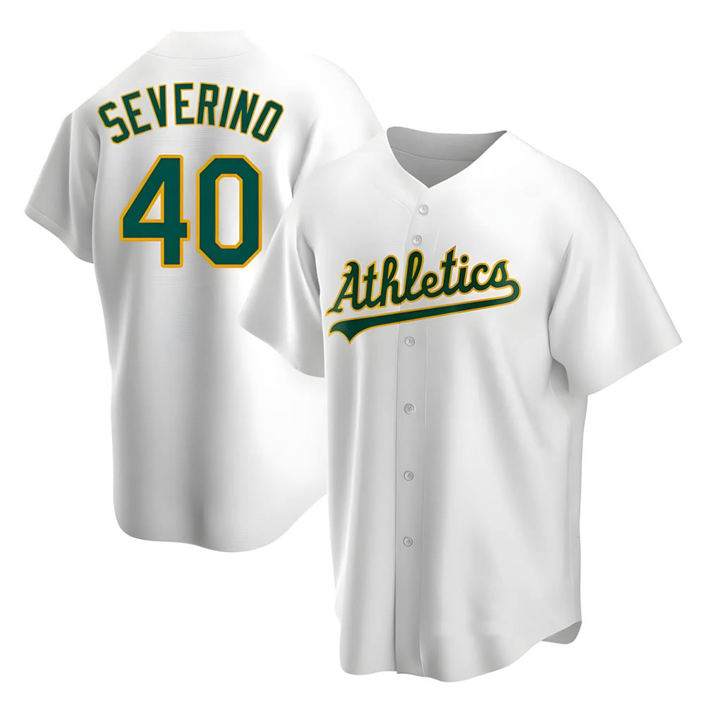 Ndoa Athletics #40 Luis Severino player White Replica Home Stitched Jersey