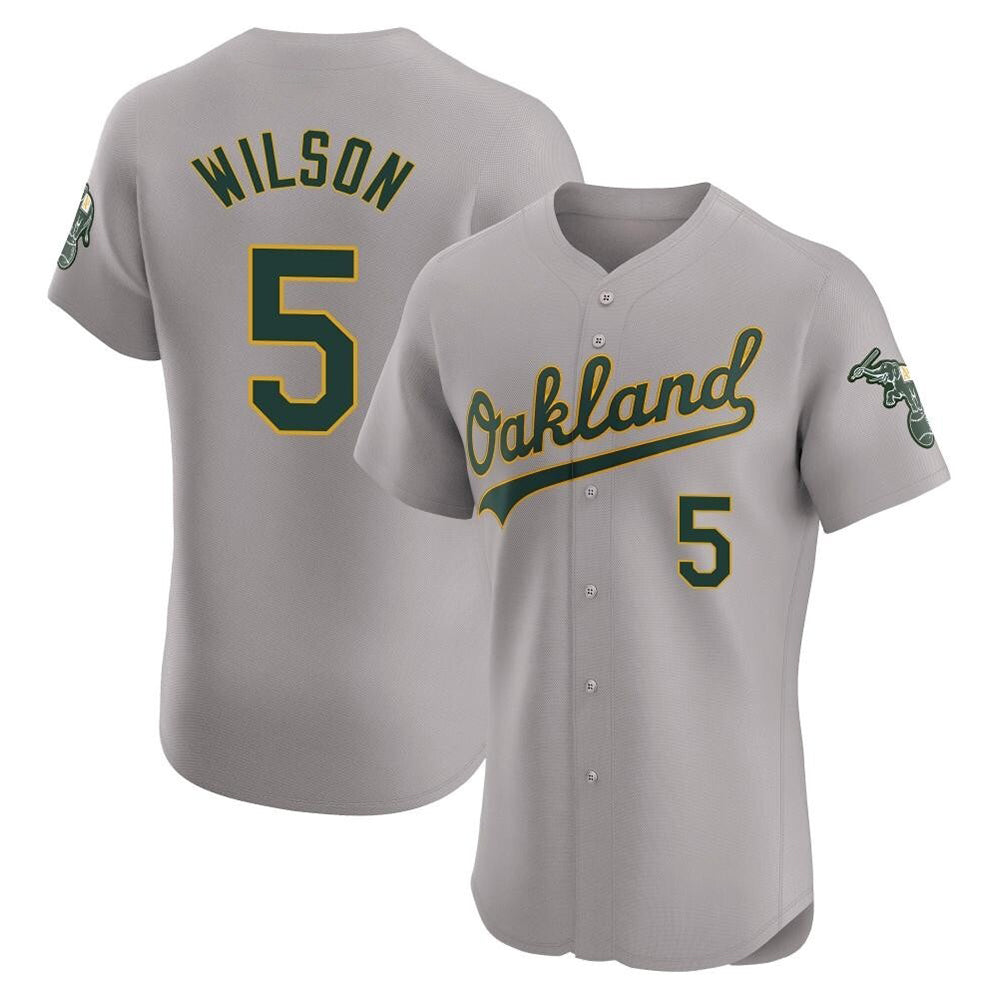 Ndoa Athletics #5 Jacob Wilson Gray Elite Road Stitched Jersey