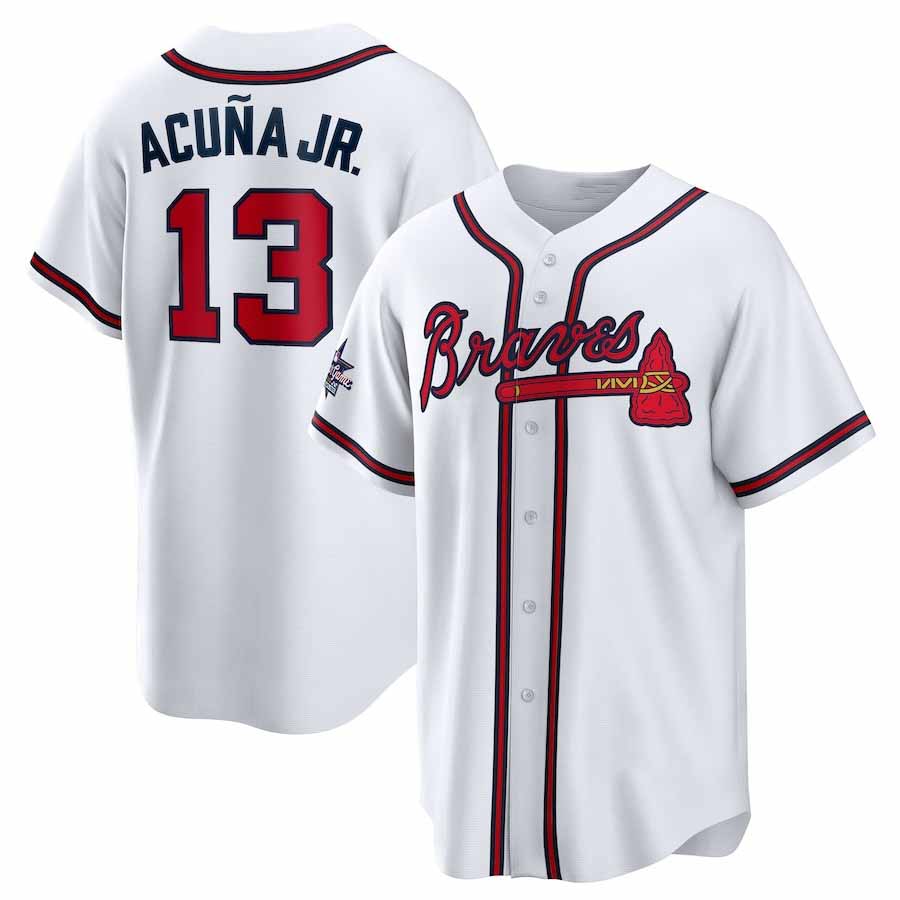 Ndoa A.Braves #13 Ronald Acuna Jr. 2025 All-Star Game Home Replica Player Jersey - White Stitched Personalized Jersey