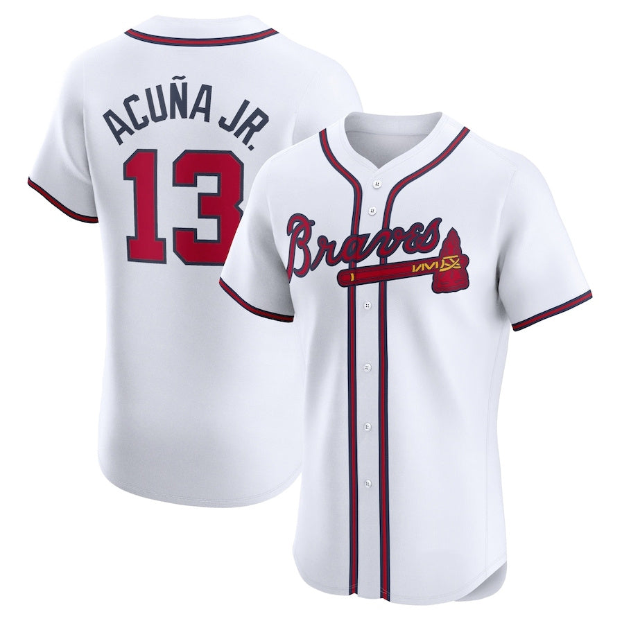 Ndoa A.Braves #13 Ronald Acuna Jr. Home Elite Jersey - White Personalized Jerseys