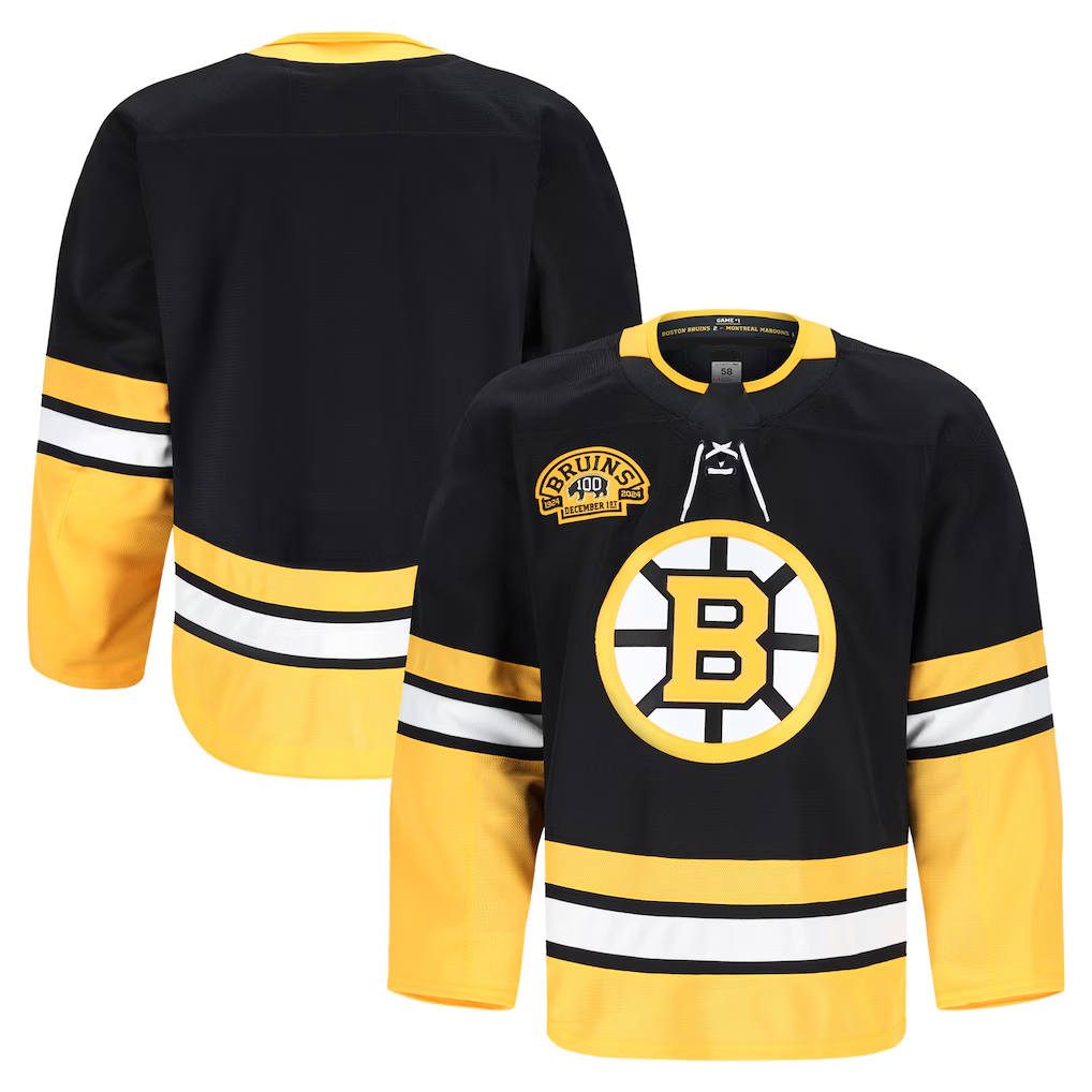 Ndoa B.Bruins Black 100th Anniversary Authentic Pro Stitched Jerseys