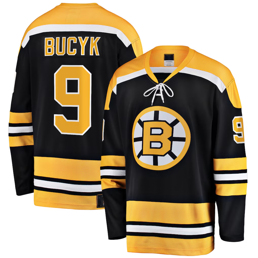 Ndoa B.Bruins #9 John Bucyk Black Premier Breakaway Retired Player Stitched Jerseys