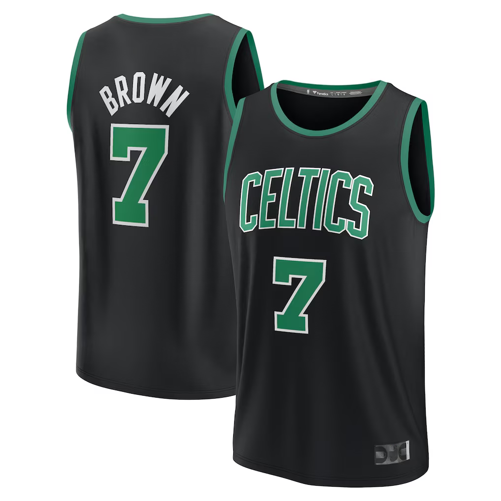 Ndoa B.Celtics #7 Jaylen Brown Black Fast Break Replica Player Jerseys - Statement Edition