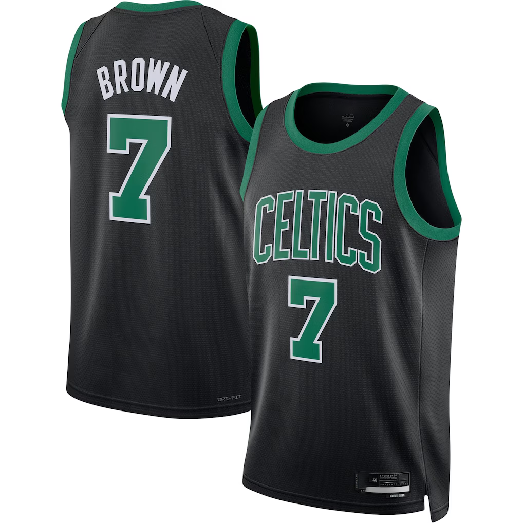 Ndoa B.Celtics #7 Jaylen Brown Black Swingman Jerseys - Statement Edition