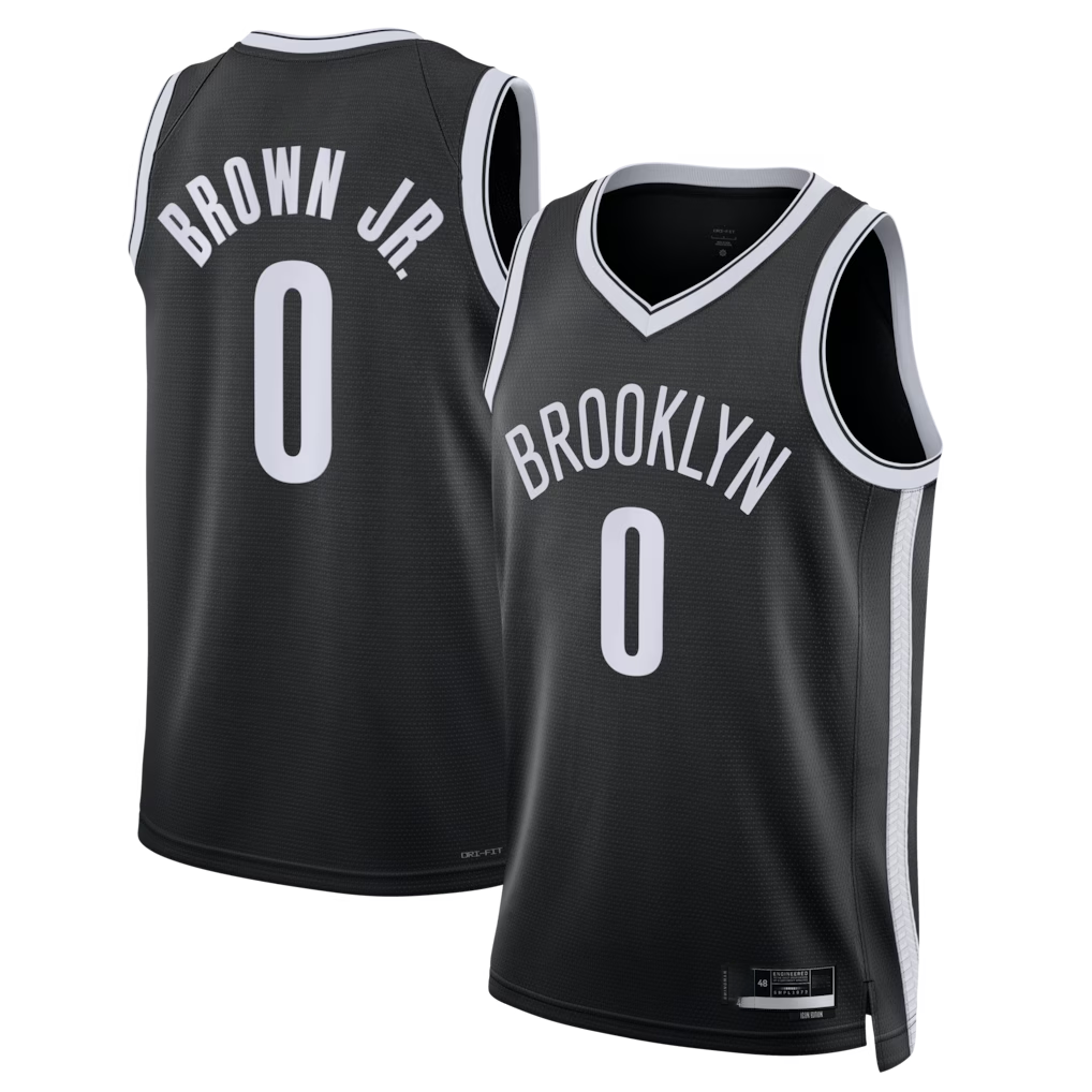 Ndoa B.Nets #0 Mikel Brown Jr. Black Swingman Jerseys - Icon Edition