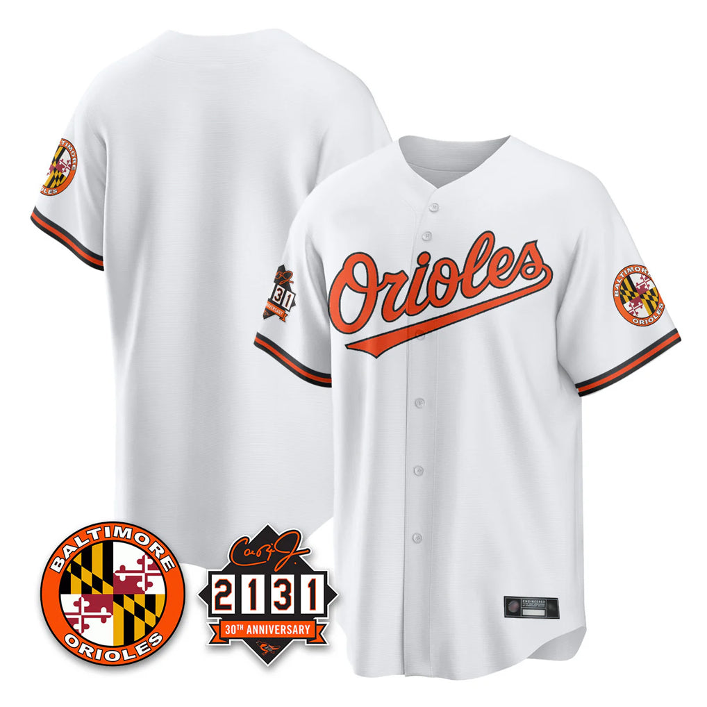 Ndoa B.Orioles White 30th Anniversary of 2131 Home Game Blank Player Stitched Jerseys