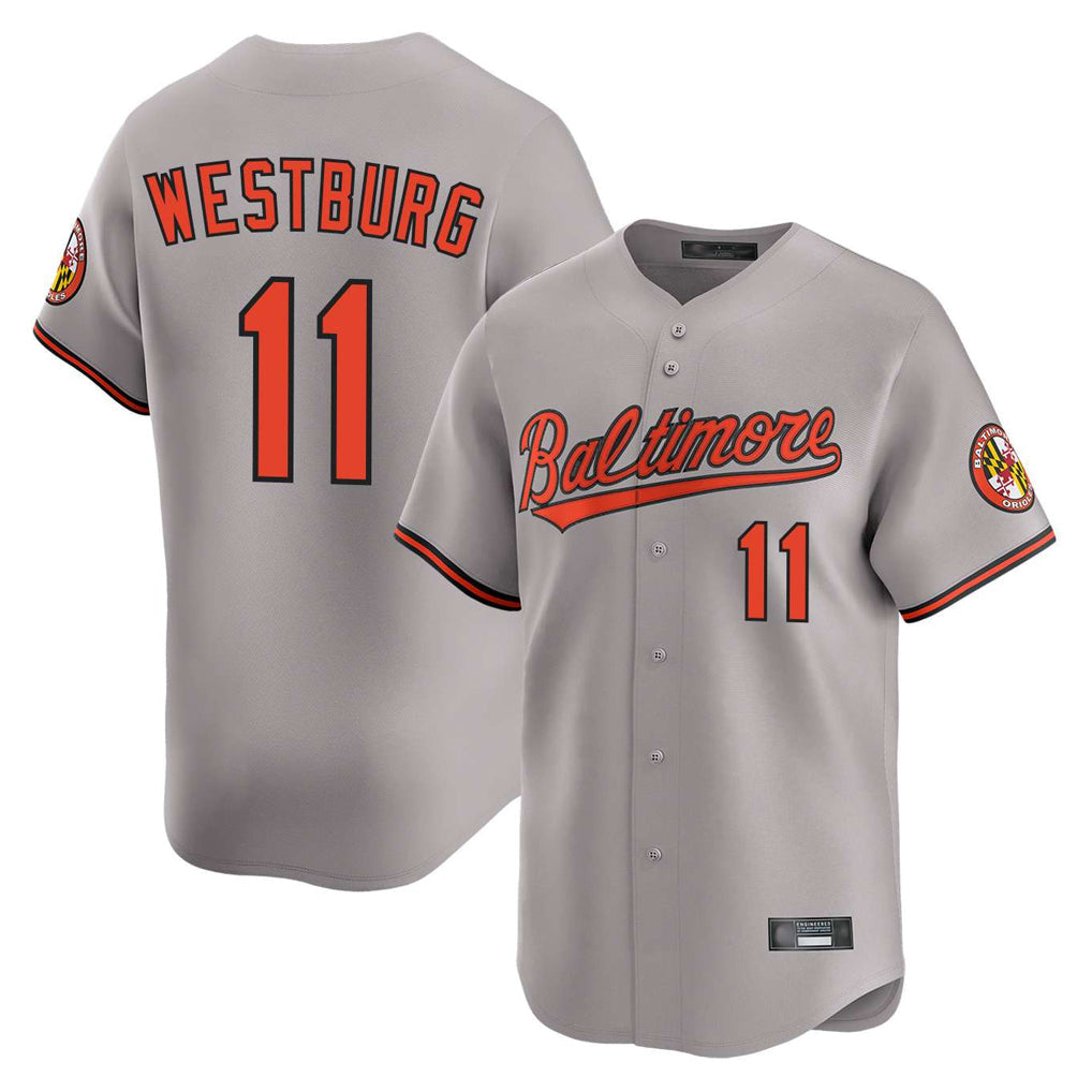 Ndoa B.Orioles #11 Jordan Westburg Player Gray Limited Home Game Stitched Jerseys