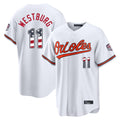 Ndoa B.Orioles #11 Jordan Westburg Player White USA 250 Fourth of July Home Game Stitched Jerseys