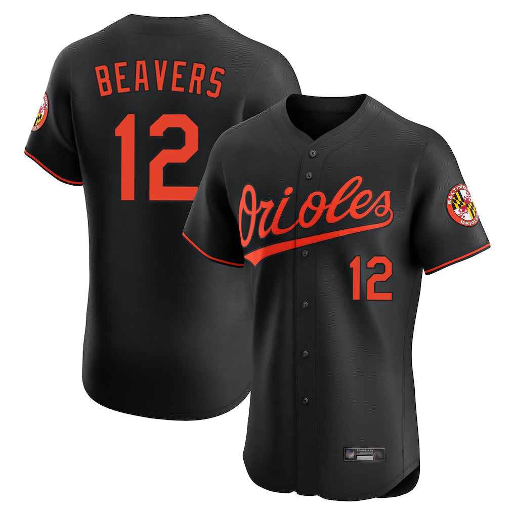 Ndoa B.Orioles #12 Dylan Beavers Player Black Limited Elite Home Game Stitched Jerseys