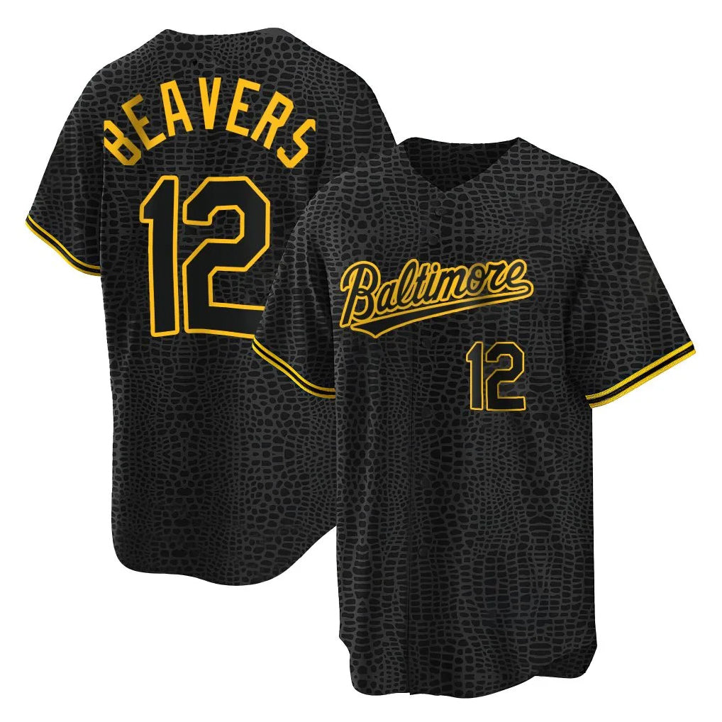 Ndoa B.Orioles #12 Dylan Beavers Player Black Snake Skin City Home Game Stitched Jerseys
