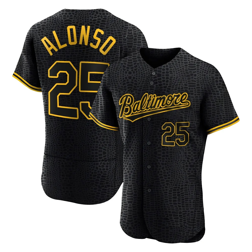 Ndoa B.Orioles #25 Pete Alonso Player Black Snake Skin City Limited Elite Home Stitched Jerseys