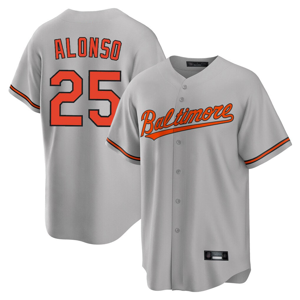 Ndoa B.Orioles #25 Pete Alonso Player Gray Home Game Stitched Jerseys