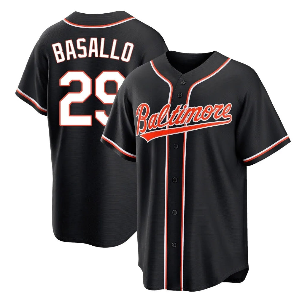 Ndoa B.Orioles #29 Samuel Basallo Player Black Out Home Game Stitched Jerseys