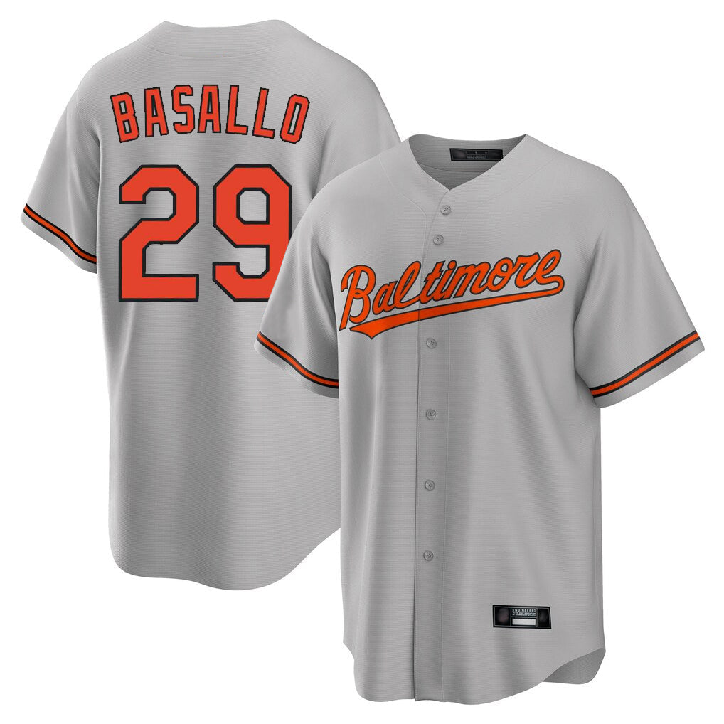 Ndoa B.Orioles #29 Samuel Basallo Player Gray Home Game Stitched Jerseys