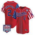 Ndoa B.Orioles #2 Gunnar Henderson Player Red USA 250 Independence Day Vapor Premier Limited Home Game Stitched Jerseys