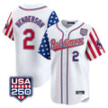 Ndoa B.Orioles #2 Gunnar Henderson Player White USA 250 Independence Day Vapor Premier Limited Home Game Stitched Jerseys