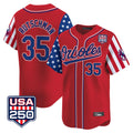 Ndoa B.Orioles #35 Adley Rutschman Player Red USA 250 Independence Day Vapor Premier Limited Home Game Stitched Jerseys