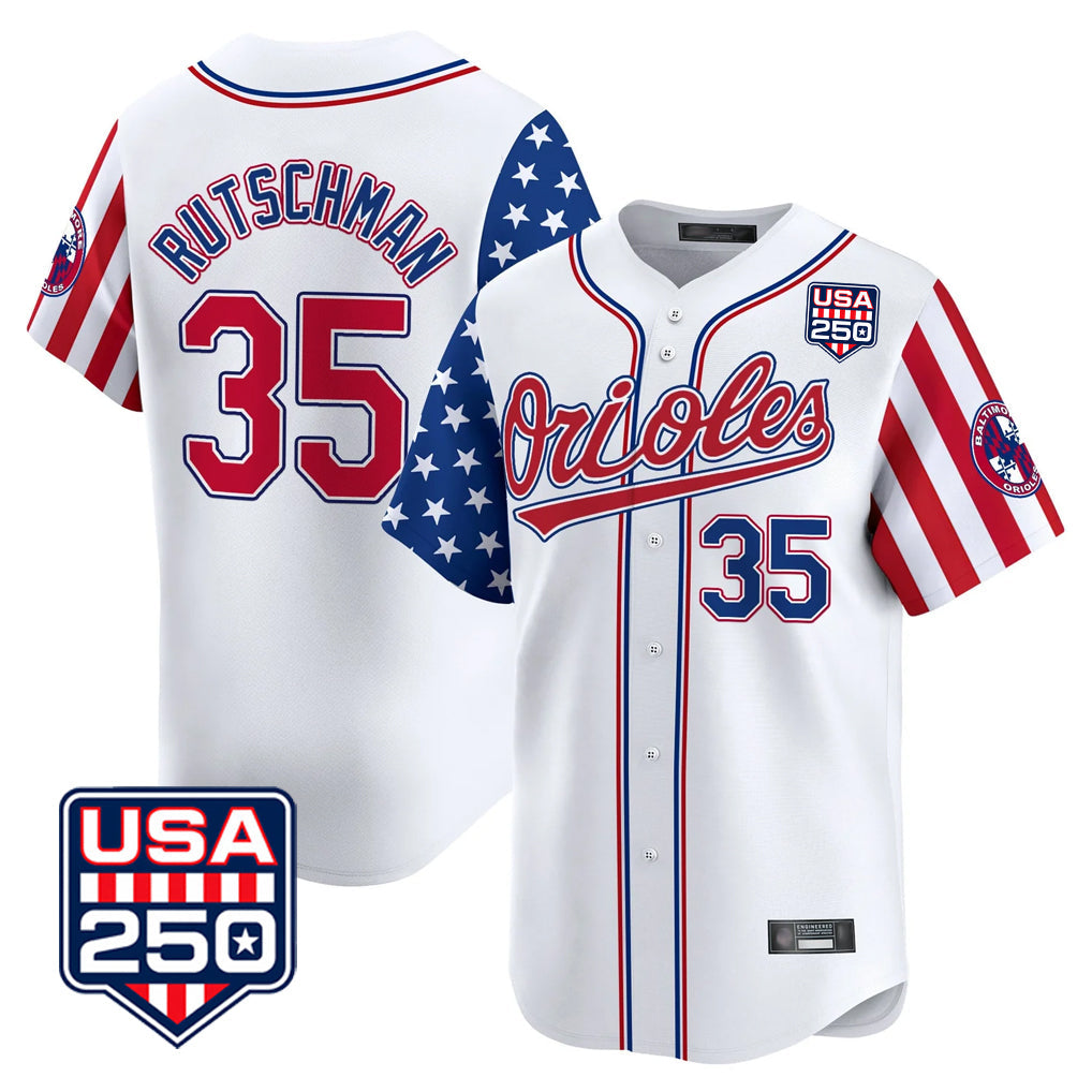Ndoa B.Orioles #35 Adley Rutschman Player White USA 250 Independence Day Vapor Premier Home Game Stitched Jerseys