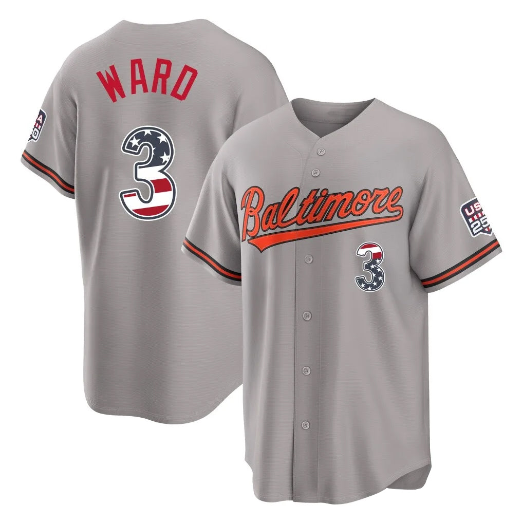 Ndoa B.Orioles #3 Taylor Ward Player Gray USA 250 Fourth of July Home Game Stitched Jerseys