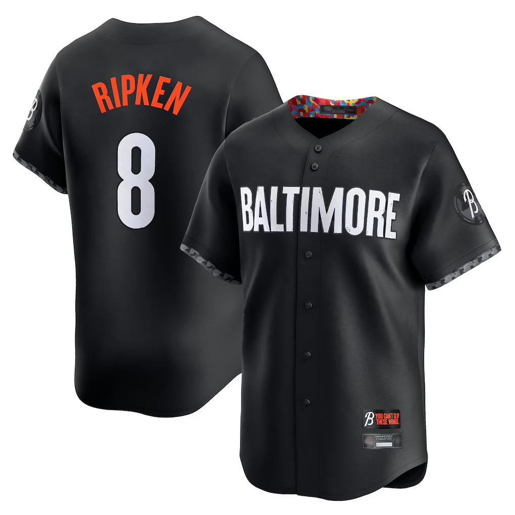 Ndoa B.Orioles #8 Cal Ripken Player Black City Connect Limited Home Game Stitched Jerseys