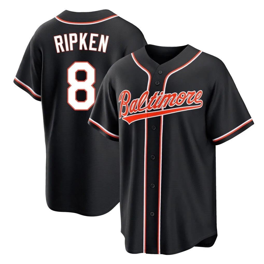 Ndoa B.Orioles #8 Cal Ripken Player Black Out Home Game Stitched Jerseys