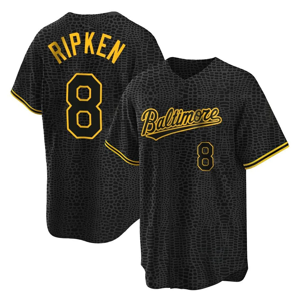 Ndoa B.Orioles #8 Cal Ripken Player Black Snake Skin City Home Game Stitched Jerseys