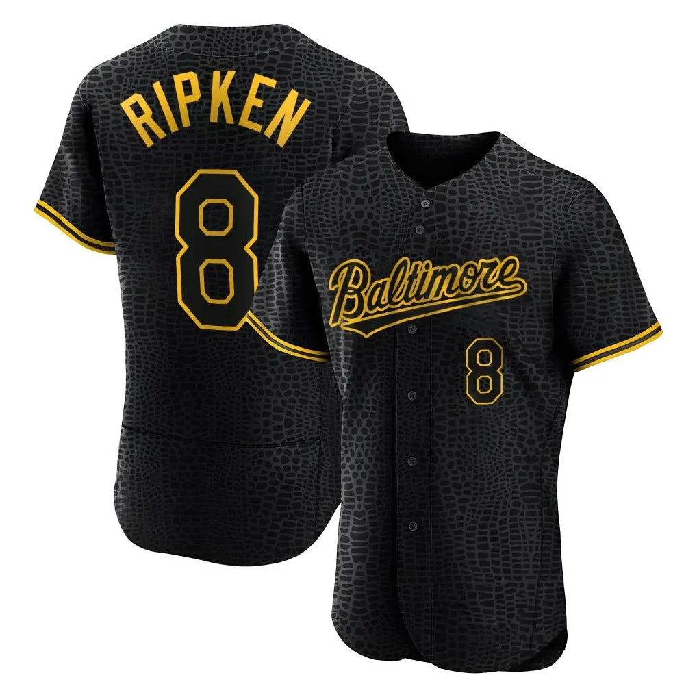 Ndoa B.Orioles #8 Cal Ripken Player Black Snake Skin City Limited Elite Home Stitched Jerseys