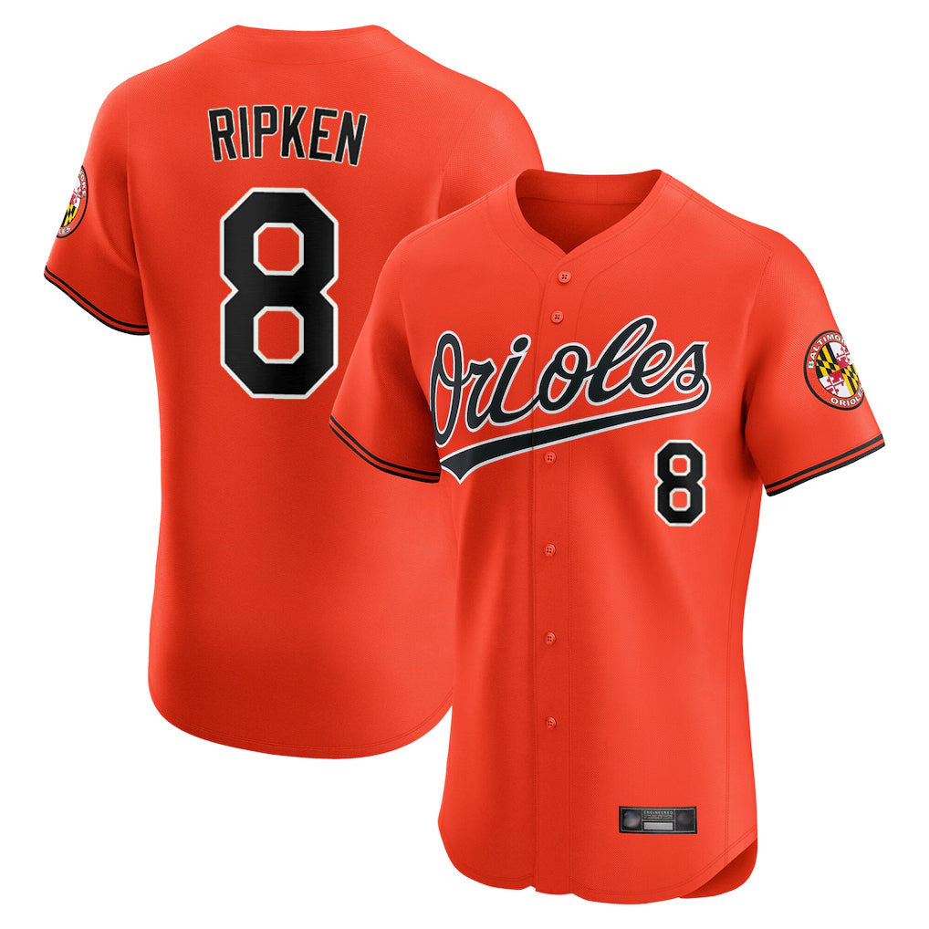 Ndoa B.Orioles #8 Cal Ripken Player Orange Limited Elite Home Game Stitched Jerseys