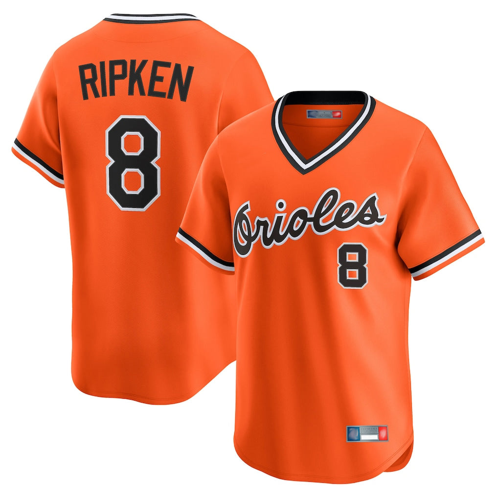 Ndoa B.Orioles #8 Cal Ripken Player Orange T-shirt Limited Home Game Stitched Jerseys