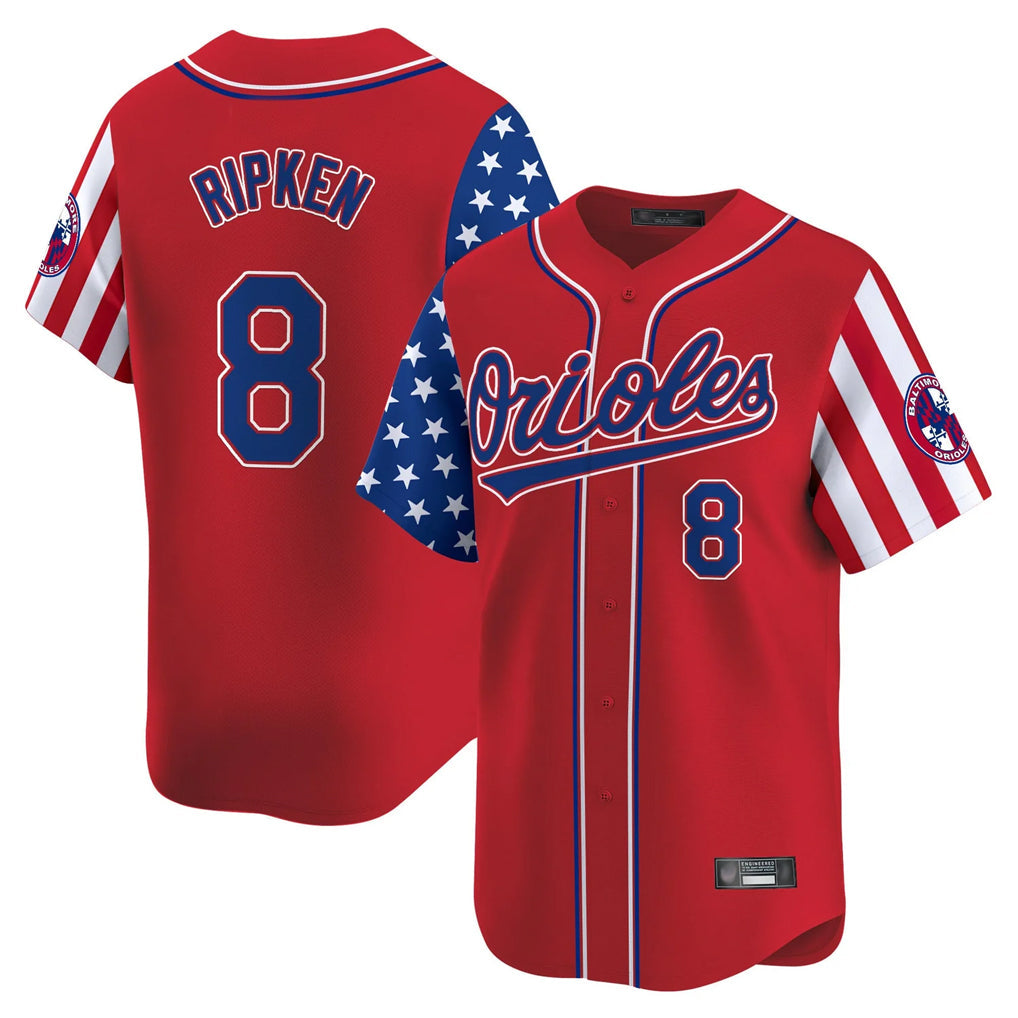Ndoa B.Orioles #8 Cal Ripken Player Red Independence Day Vapor Premier Limited Home Game Stitched Jerseys