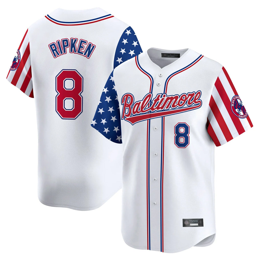 Ndoa B.Orioles #8 Cal Ripken Player White Independence Day Vapor Premier Limited Home Game Stitched Jerseys