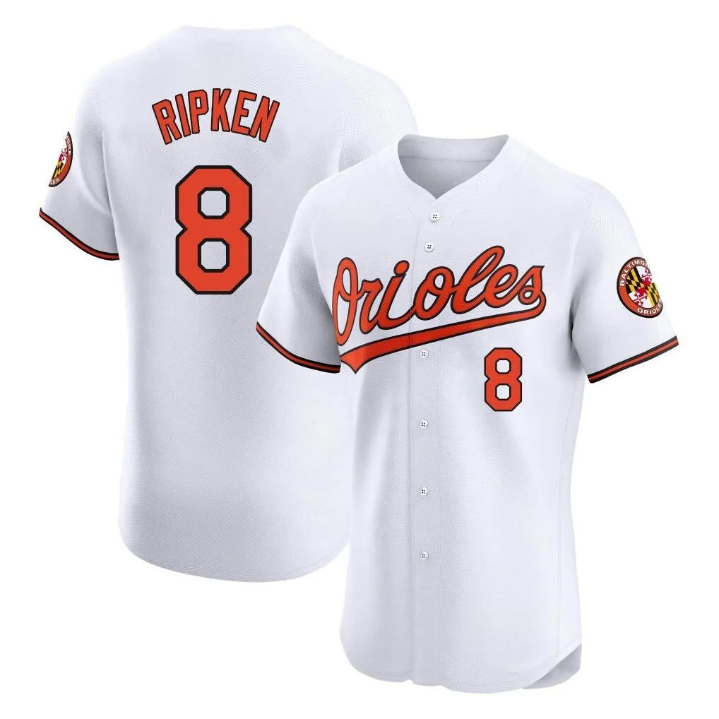 Ndoa B.Orioles #8 Cal Ripken Player White Limited Elite Home Game Stitched Jerseys