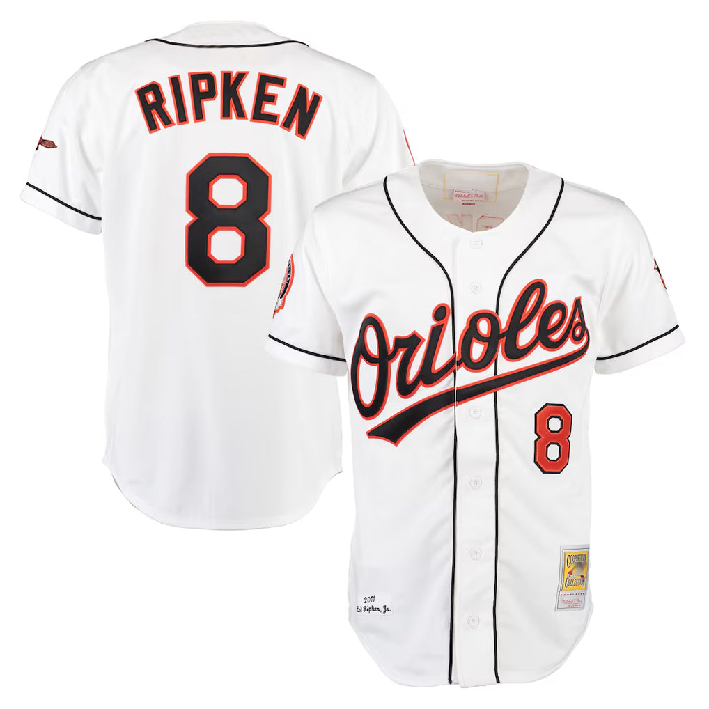Ndoa B.Orioles #8 Cal Ripken Player White Mitchell & Ness Home Game Stitched Jerseys