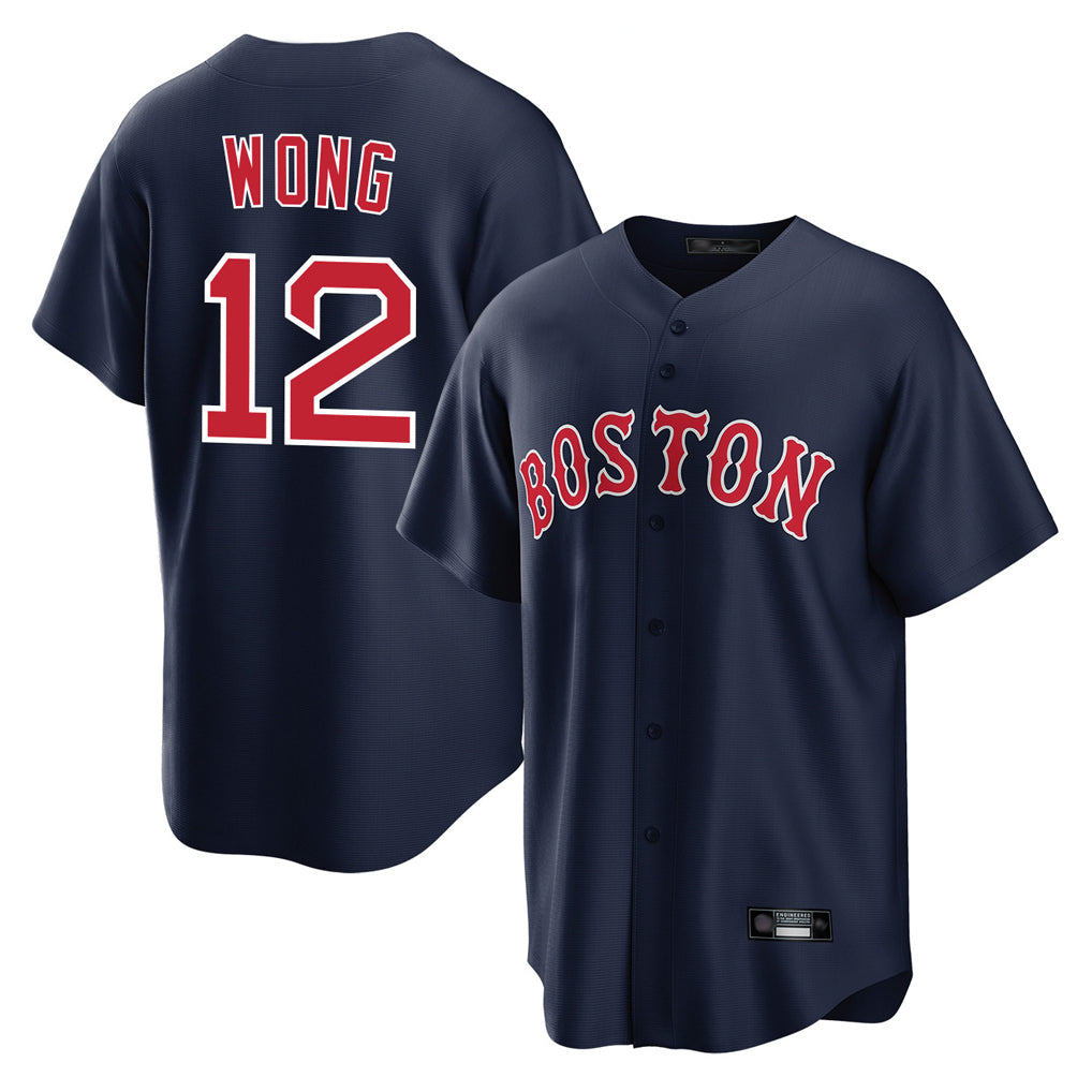 Ndoa B.Red Sox #12 Connor Wong Player Navy Home Game Stitched Jerseys
