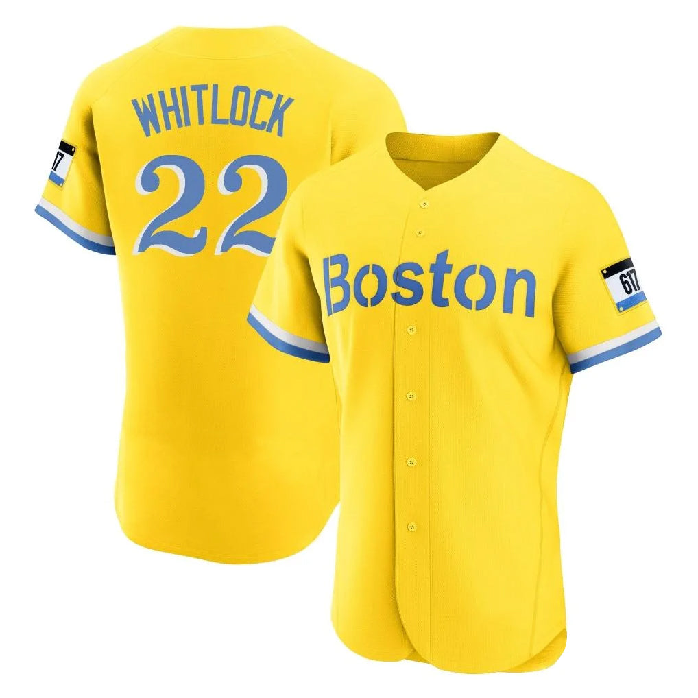 Ndoa B.Red Sox #22 Garrett Whitlock Player Yellow Limited Elite Home Game Stitched Jerseys