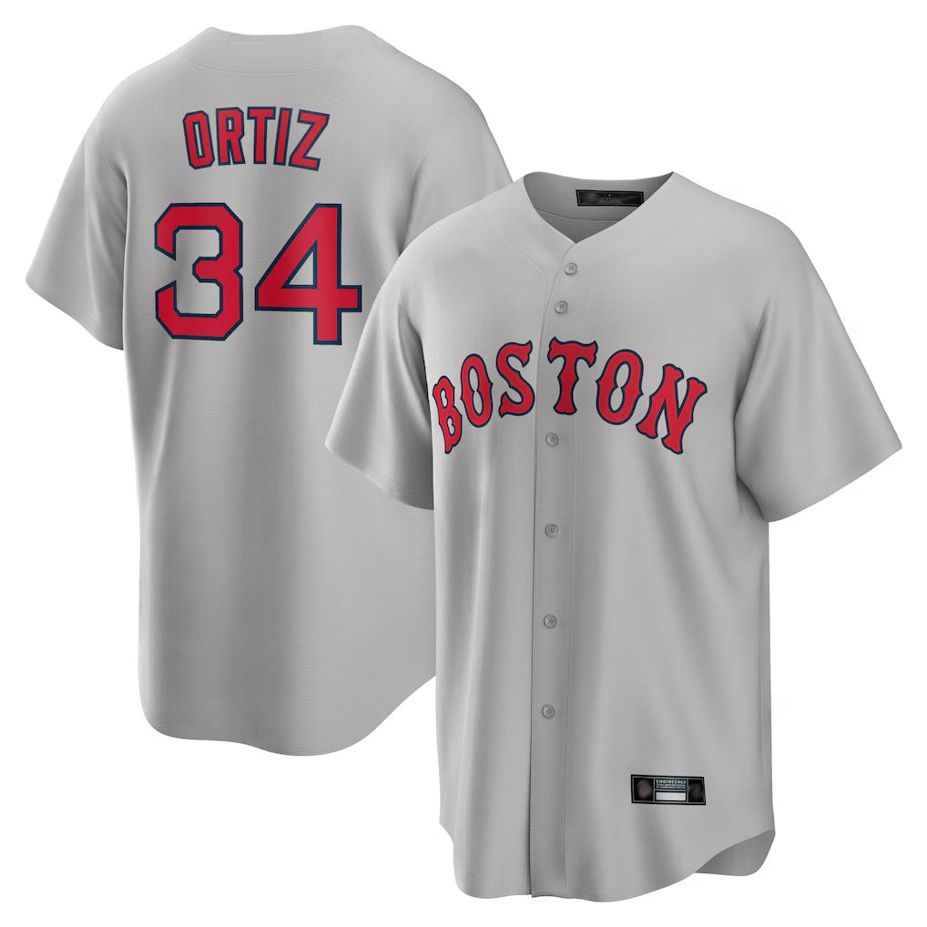 Ndoa B.Red Sox #34 David Ortiz Player Gray Road Home Game Stitched Jerseys