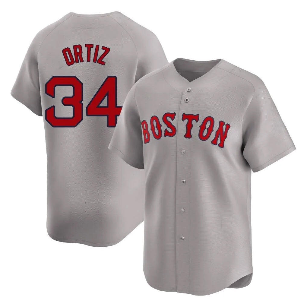 Ndoa B.Red Sox #34 David Ortiz Player Gray Road Limited Home Game Stitched Jerseys