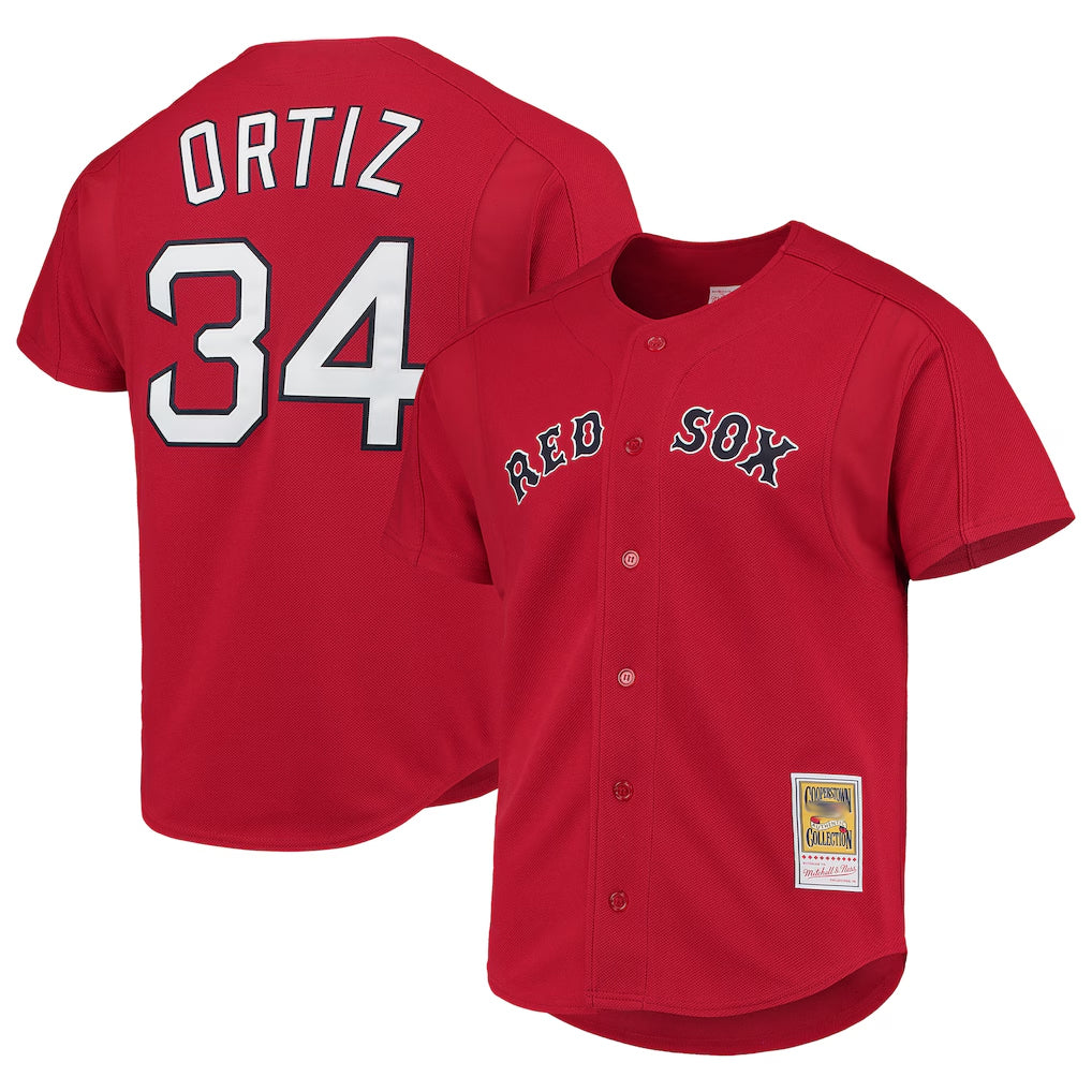 Ndoa B.Red Sox #34 David Ortiz Player Red Mitchell & Ness Cooperstown Collection Home Stitched Jerseys