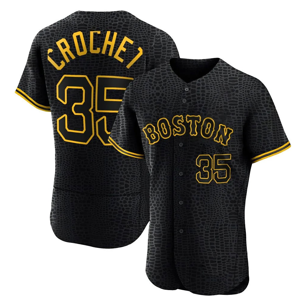 Ndoa B.Red Sox #35 Garrett Crochet Player Black Snake Skin City Limited Elite Home Stitched Jerseys
