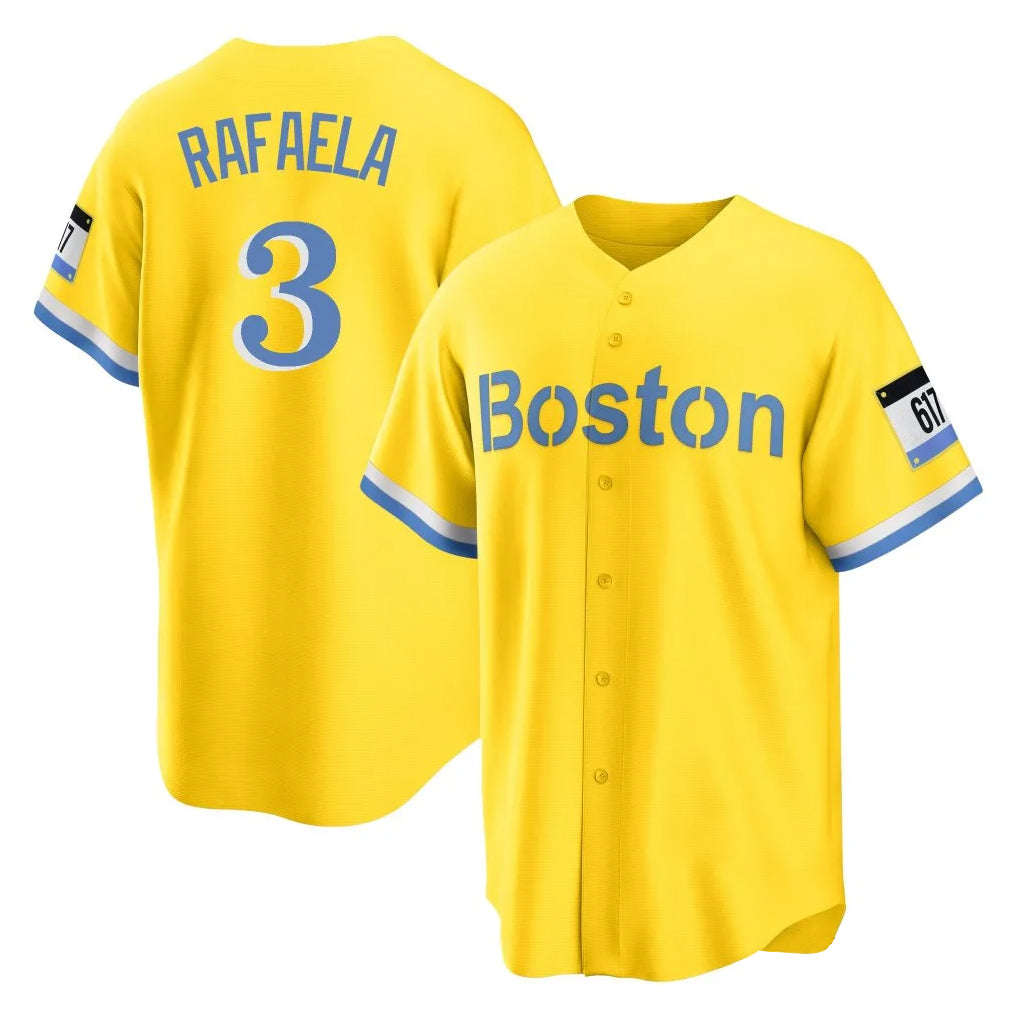 Ndoa B.Red Sox #3 Ceddanne Rafaela Player Yellow Home Game Stitched Jersey