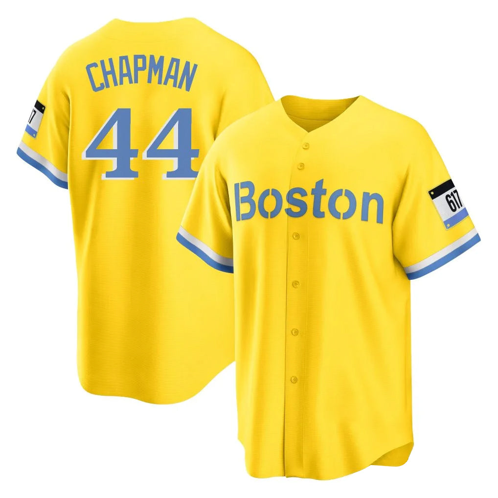 Ndoa B.Red Sox #44 Aroldis Chapman Player Yellow Home Game Stitched Jerseys