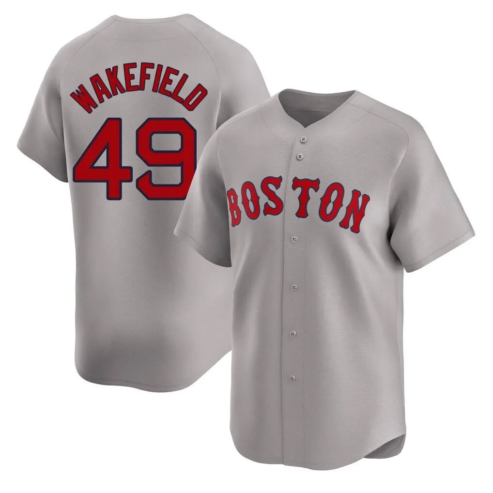 Ndoa B.Red Sox #49 Tim Wakefield Player Gray Road Limited Home Game Stitched Jerseys