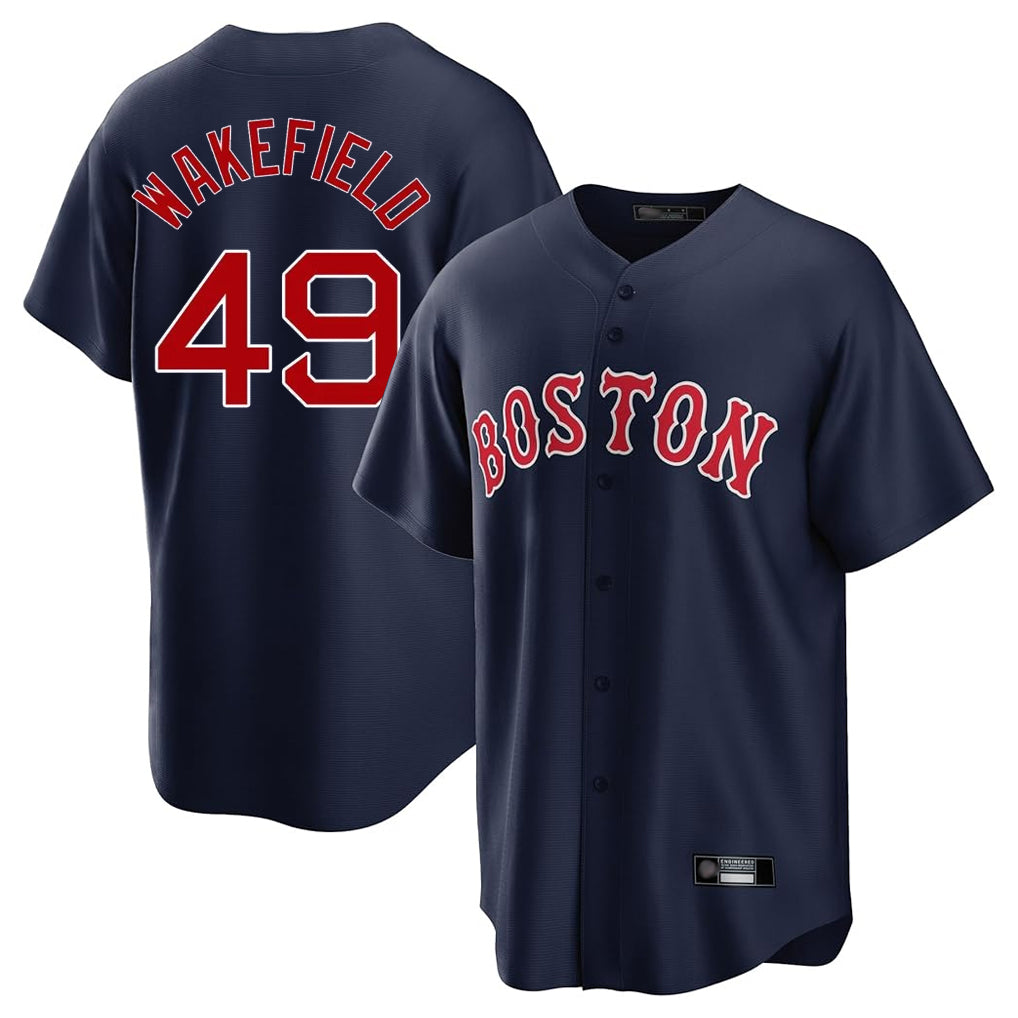 Ndoa B.Red Sox #49 Tim Wakefield Player Navy Home Game Stitched Jerseys